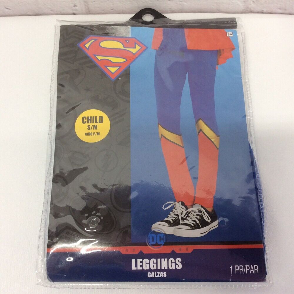 DC Supergirl Leggings Girls Size S/M (Up to Size 10) Costume Cosplay Halloween